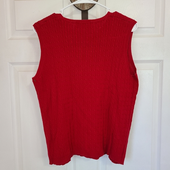 (407) Karen Scott  Woman's Sleeveless Sweater Vest, Size: Large Color: Red - Picture 8 of 10